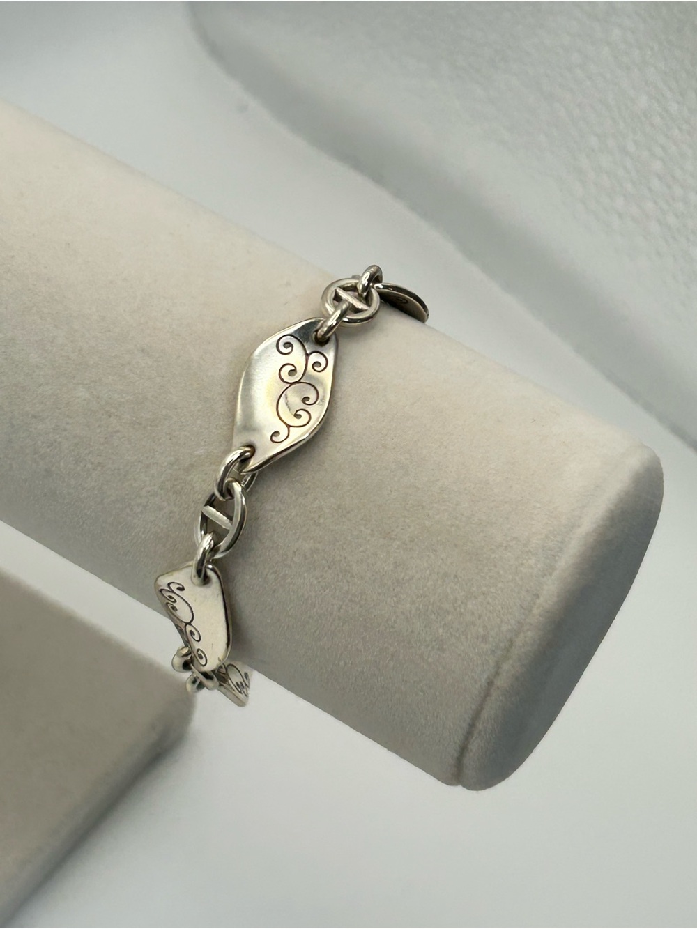 Brighton Twirl Twist Bracelet 8" Silver Plated Oval Link Vintage - Picture 3 of 10